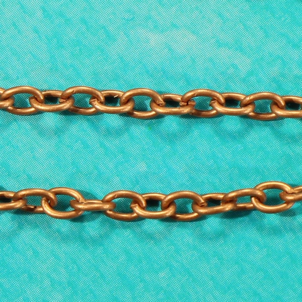 Antique Copper Tone Alloy Metal 3mm x 2mm Cable Link 'Sold By The Foot' Findings - 0634