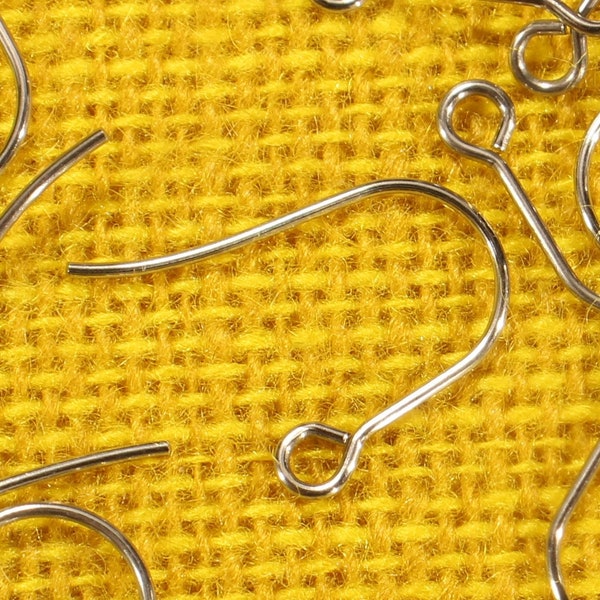 Ear Wire Hook with Bail Loop 19mm Silver Tone 304 Stainless Steel 21 Gauge Earring Findings - 1232