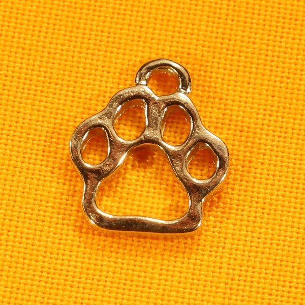 Small Paw Print 13mm Antique Silver Tone Die Cut Double Sided Animal Charms - 0221