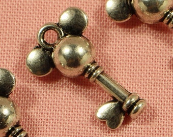 Animal Key 18mm with a Heart Antique Silver Tone 3D Love Charms - 0209