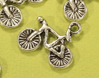 Bicycle 15mm Antique Silver Tone Double Sided Summer Charms - 0914