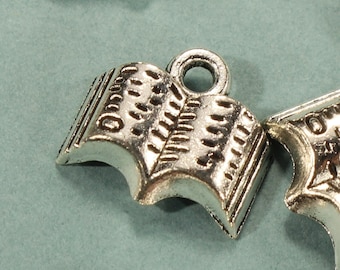 Book 12mm Antique Silver Tone Single Sided 2D Tiny Reading School Charms - 0744
