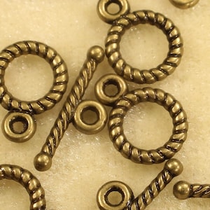 Toggle Clasp Set 12mm Rope Design Antique Bronze Tone Jewelry Fastener Findings - 1306