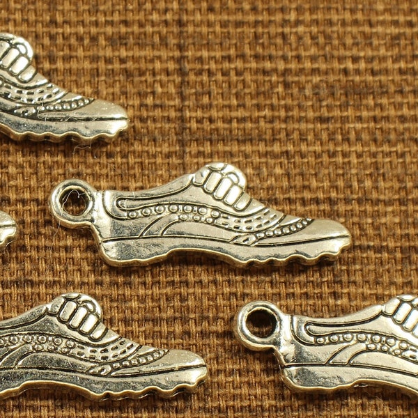 Running Shoe 24mm Antique Silver Tone Single Sided Sports Charms - 0098