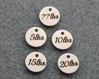 Weight Loss Tracker Charms Round 10mm Silver Tone 304 Stainless Steel Small Laser Engraved Markers - SL0301
