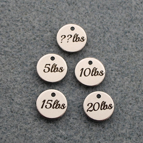 Weight Loss Tracker Charms Round 10mm Silver Tone 304 Stainless Steel Laser Engraved Markers - SL0301