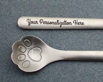 Personalized Paw Print Stir Spoon 5 7/8" SUS 304 Stainless Steel Custom Laser Engraved Utensils - L0066