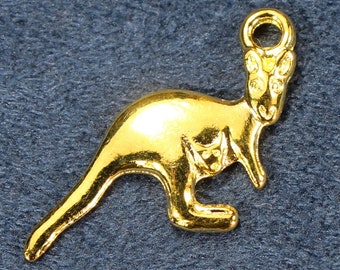 Kangaroo 21mm Gold Plated Double Sided Animal Charms - 0806