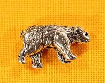 Bear 15mm Antique Silver Tone Double Sided Animal Spacer Beads - 0506