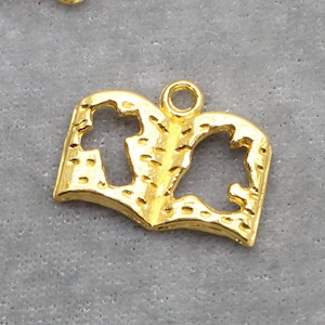 Bible 18mm with Cross and Dove Gold Tone Die Cut Single Sided 2D Religious Charms - 1529