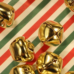 Jingle Bells 15mm Light Gold Tone 3D Holiday Celebration Charms - 0847