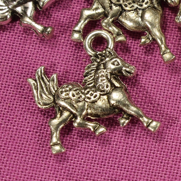 Arabian Stallion Show Horse 16mm Antique Silver Tone Double Sided Animal Charms - 0752