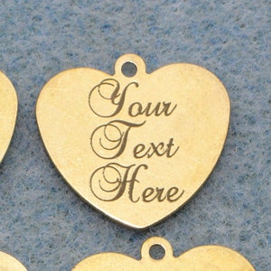 Personalized Heart Shape 18mm Brass Custom Laser Engraved Jewelry and Craft Charms - L0034