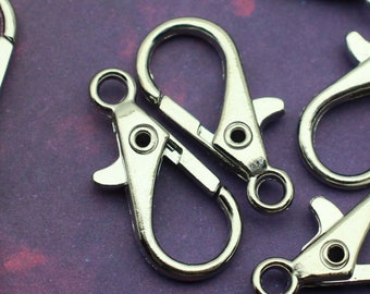 26mm Lobster Clasp Silver Tone Zinc Based Alloy Findings - 1700