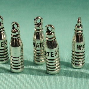 Water Bottle 20mm Antique Silver Tone 3D Element Drink Charms - 0239