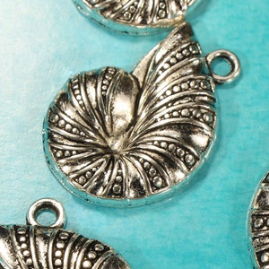 Seashell 23mm Antique Silver Tone Single Sided 2D Ocean Charms - 0937