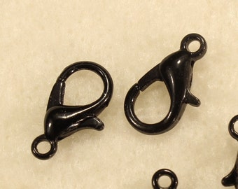 12mm Black Finish Lobster Clasp Jewelry Findings - 1178