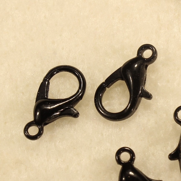 12mm Black Finish Lobster Clasp Jewelry Findings - 1178