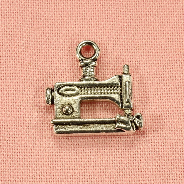Sewing Machine 16mm Antique Silver Tone Double Sided Sewing Charms - 0397