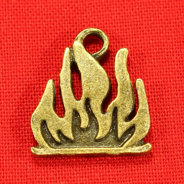 Fire or Campfire 17mm Antique Bronze Tone Double Sided Outdoor Charms - 1068