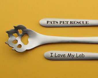 Personalized Paw Print Stir Spoon with Claws 5 3/4" SUS 304 Stainless Steel Custom Laser Engraved Utensils - L0053