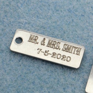 Personalized Rectangle 25mm Silver Tone 304 Stainless Steel Custom Laser Engraved Jewelry and Craft Charms - L0030