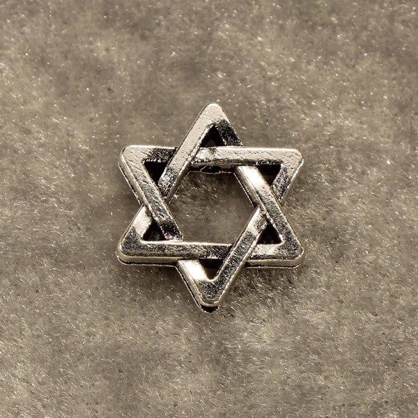 Star of David 15mm Antique Silver Tone Die Cut Double Sided Religious Spacer Beads - 0790