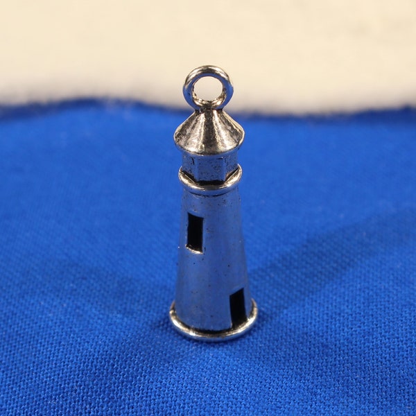 Lighthouse 25mm Antique Silver Tone 3D Nautical Charms - 0541