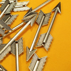 Arrow 60mm Antique Silver Tone Double Sided Love Charms - 0445