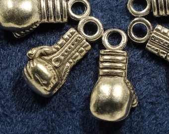 Boxing Glove 21mm Antique Silver Tone 3D Sports Charms - 0141