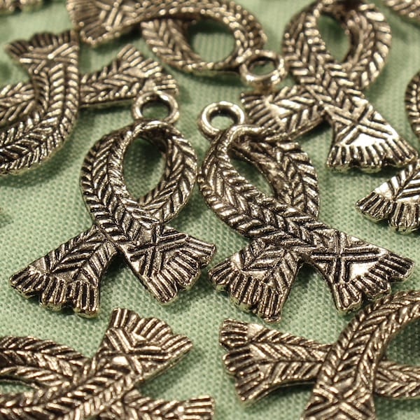 Scarf 24mm Antique Silver Tone Double Sided Winter Charms - 0538