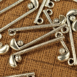 Golf Club and Ball 32mm Antique Silver Tone 3D Sports Charms - 0580
