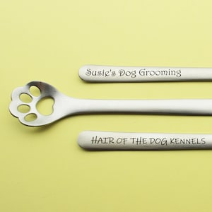Personalized Paw Print Stir Spoon 5 7/8&quot; SUS 304 Stainless Steel Custom Laser Engraved Pet Utensils - L0051