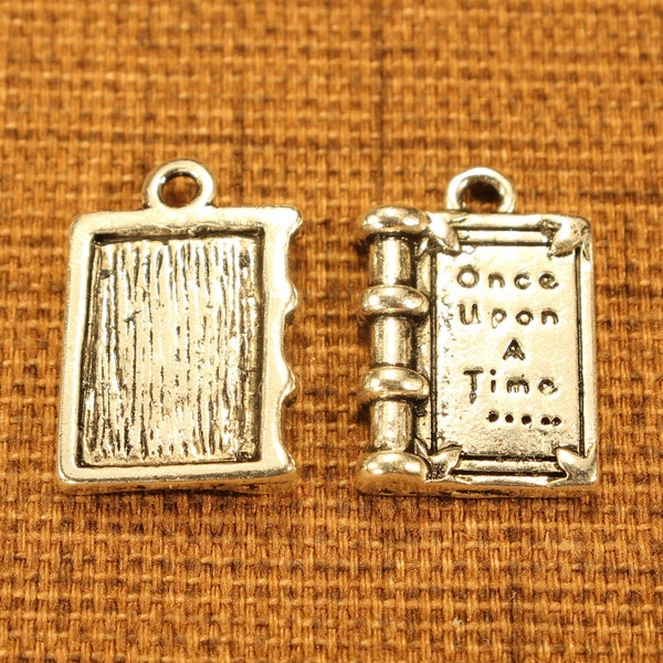 Story Book 17mm "Once Upon A Time" Antique Silver Tone 2D Fairy Tale Charms - 0241