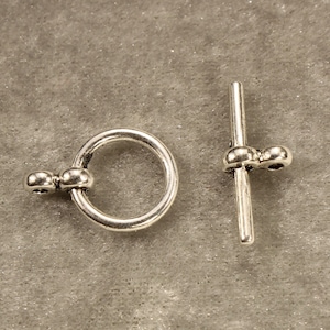 Toggle Clasp Set 17mm Circle and Bar Antique Silver Tone Jewelry Fastener Findings - 0891