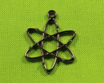 Atom Molecule 25mm Gunmetal Color Single Sided Chemistry Science Charms - 0145