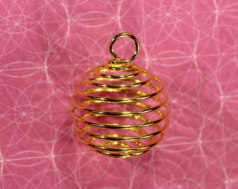 Bead Cage 22mm-25mm Iron Based Gold Plated Spiral Lantern Style Pendant Charms - 0926