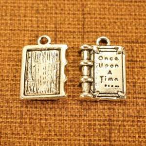 Story Book 17mm &quot;Once Upon A Time&quot; Antique Silver Tone 2D Fairy Tale Charms - 0241