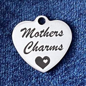 Personalized Heart with Double Heart Image 20mm Polished Silver Tone Stainless Steel Laser Engraved Charms - SL0830