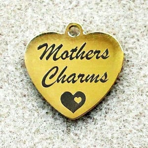Personalized Heart with Double Heart Image 20mm Polished Gold Tone Stainless Steel Laser Engraved Charms - SL1116