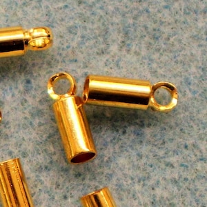 Cord End Caps 9mm x 3mm Gold Plated Copper Base for 2.5mm Cord Jewelry Findings - 1792