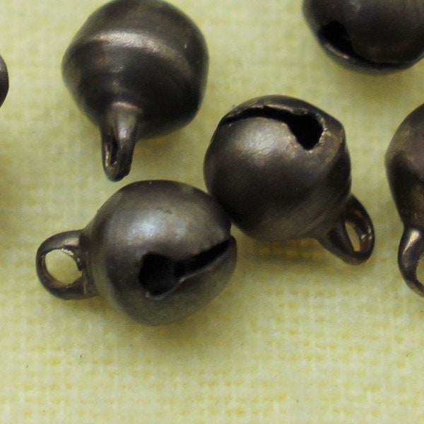 Jingle Bells 6mm Antique Bronze Tone 3D Holiday Charms - 1480