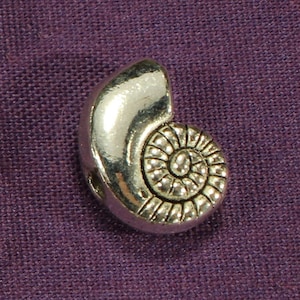 Nautilus Shell 11mm Antique Silver Tone Double Sided Nautical Ocean Spacer Beads - 1166