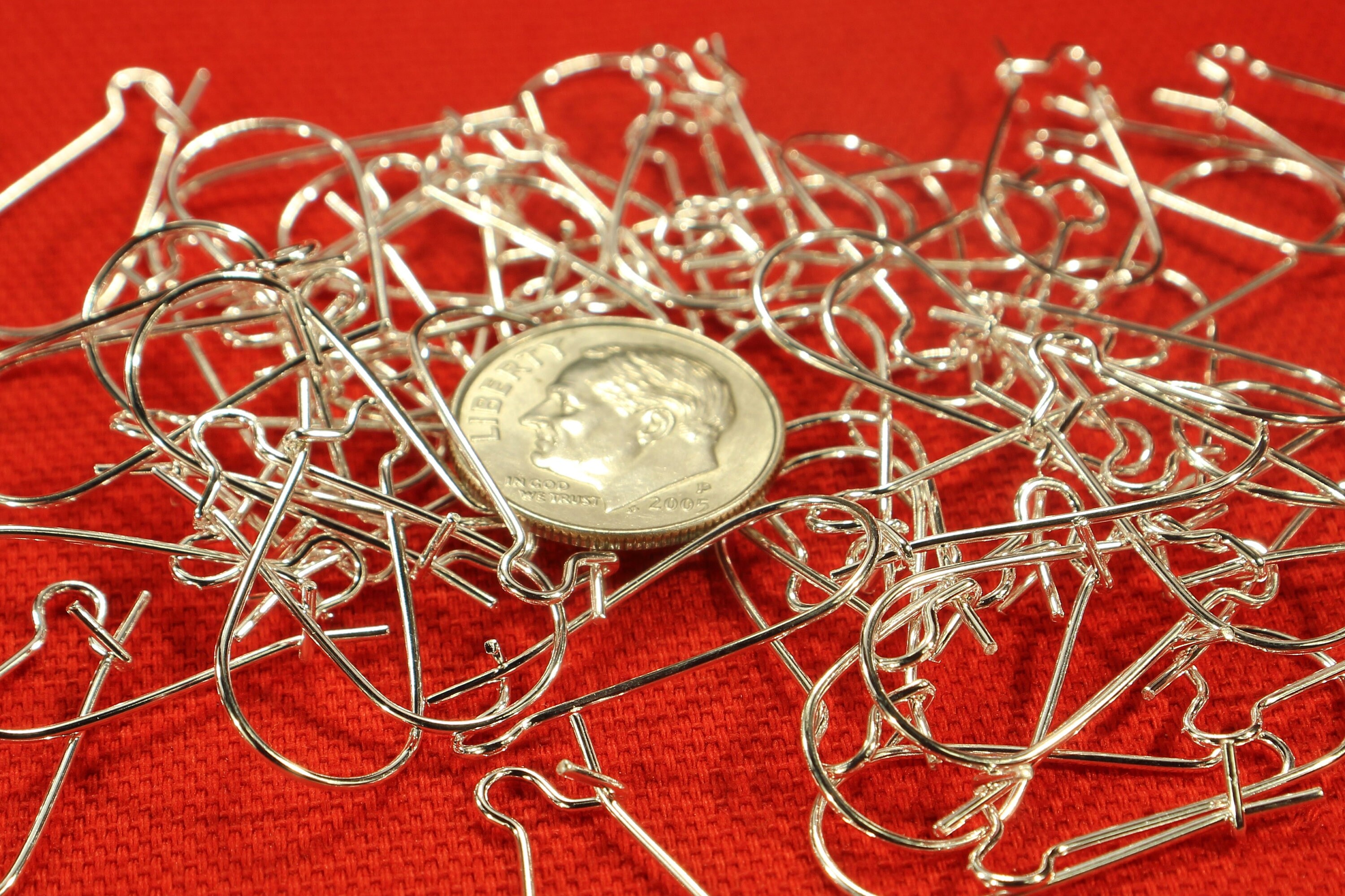 50 Pairs Silver Plated Kidney Ear Wires / Hooks - 25mm X 12mm, Interchangeable Earring Findings