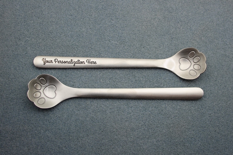 Personalized Paw Print Stir Spoon 5 7/8 SUS 304 Stainless Steel Custom Laser Engraved Utensils L0066 image 1