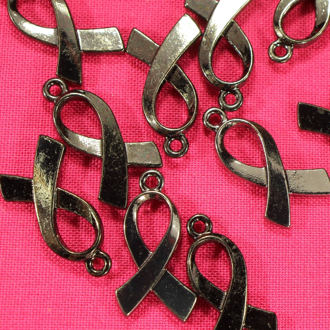 Awareness Ribbon 22mm Gunmetal Finish Double Sided Support Charms ...