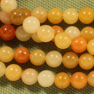 6mm Golden Yellow Jade Round Polished Natural Gemstone Jewelry Making Individual and Strand Craft Beads - 0342