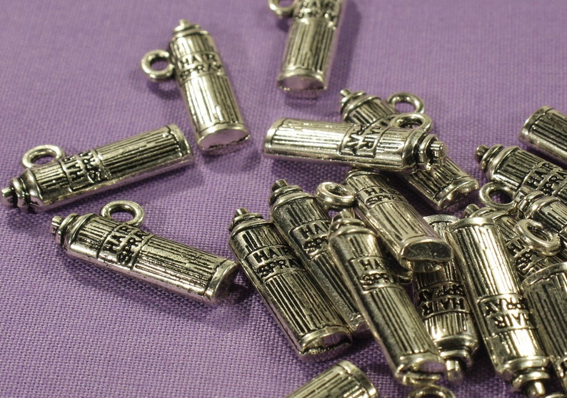 0267 Hairspray Can 22mm Antique Silver Tone 3D Beautician Charms