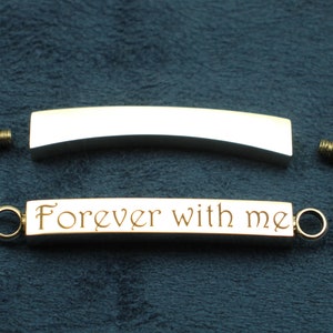 Personalized Bar Connector Urn 54mm Silver Tone 304 Stainless Steel Custom Laser Engraved Cremation Ash Bracelet - L0049