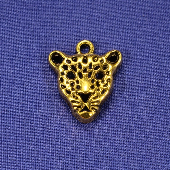 Leopard Head 20mm Antique Gold Tone Single Sided 2D Animal | Etsy